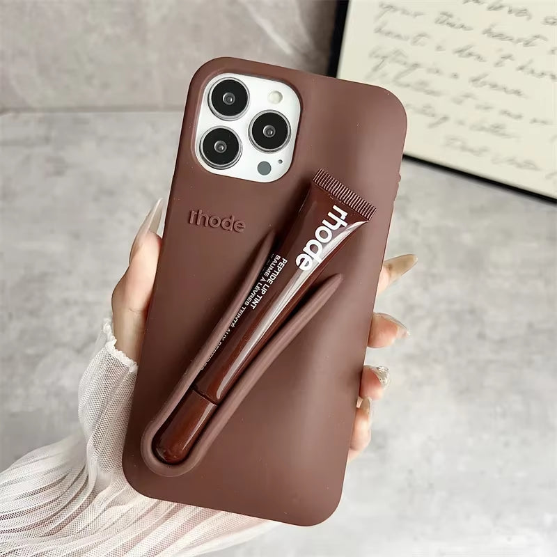 Hot Brand Lemontini Phone Case for Iphone 11 12 13 14 15 16 Pro Max plus 17 Air Makeup Lip Gloss Silicone Cover with Lip Glaze