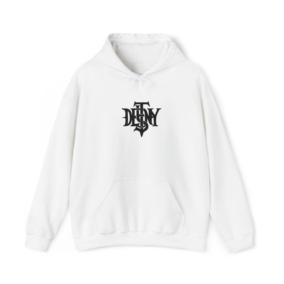 Destiny Gothic Logo Hoodie | Minimal Black Script Chest Print