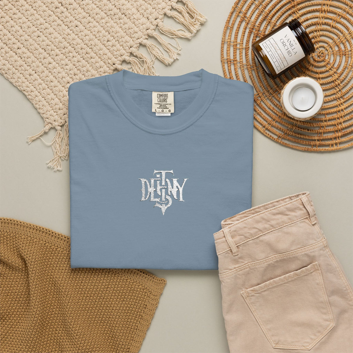 Destiny Gothic Logo T-shirt | Garment Dyed Charcoal