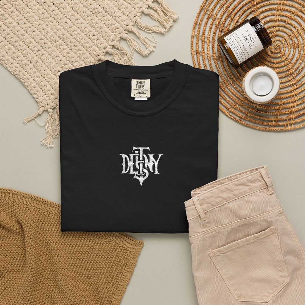 Destiny Gothic Logo T-shirt | Garment Dyed Charcoal