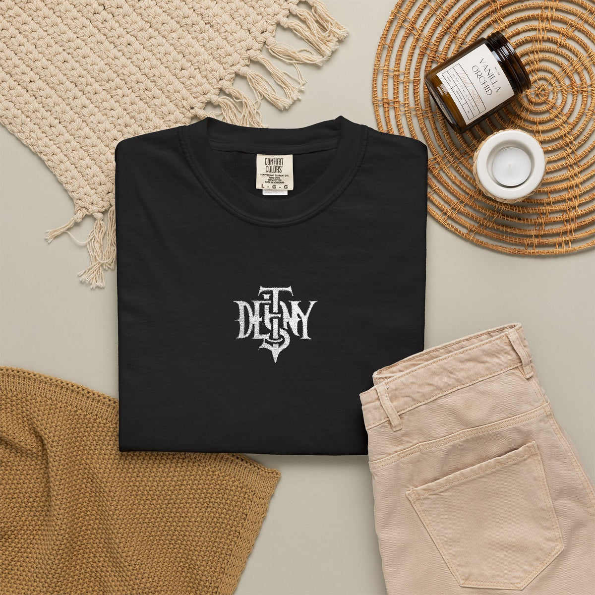 Destiny Gothic Logo T-shirt | Garment Dyed Charcoal