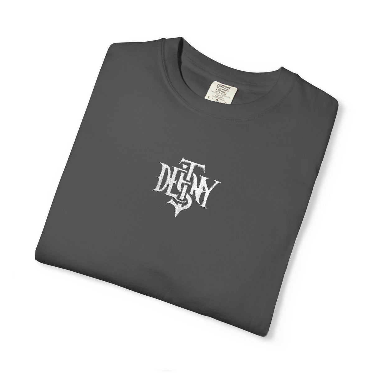 Destiny Gothic Logo T-shirt | Garment Dyed Charcoal
