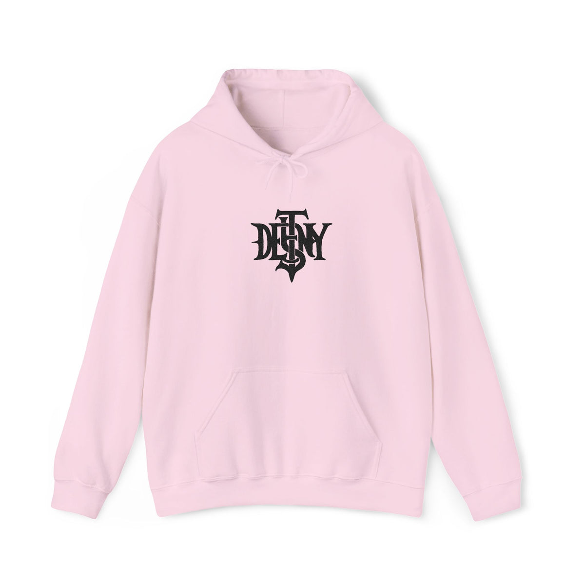 Destiny Gothic Logo Hoodie | Minimal Black Script Chest Print