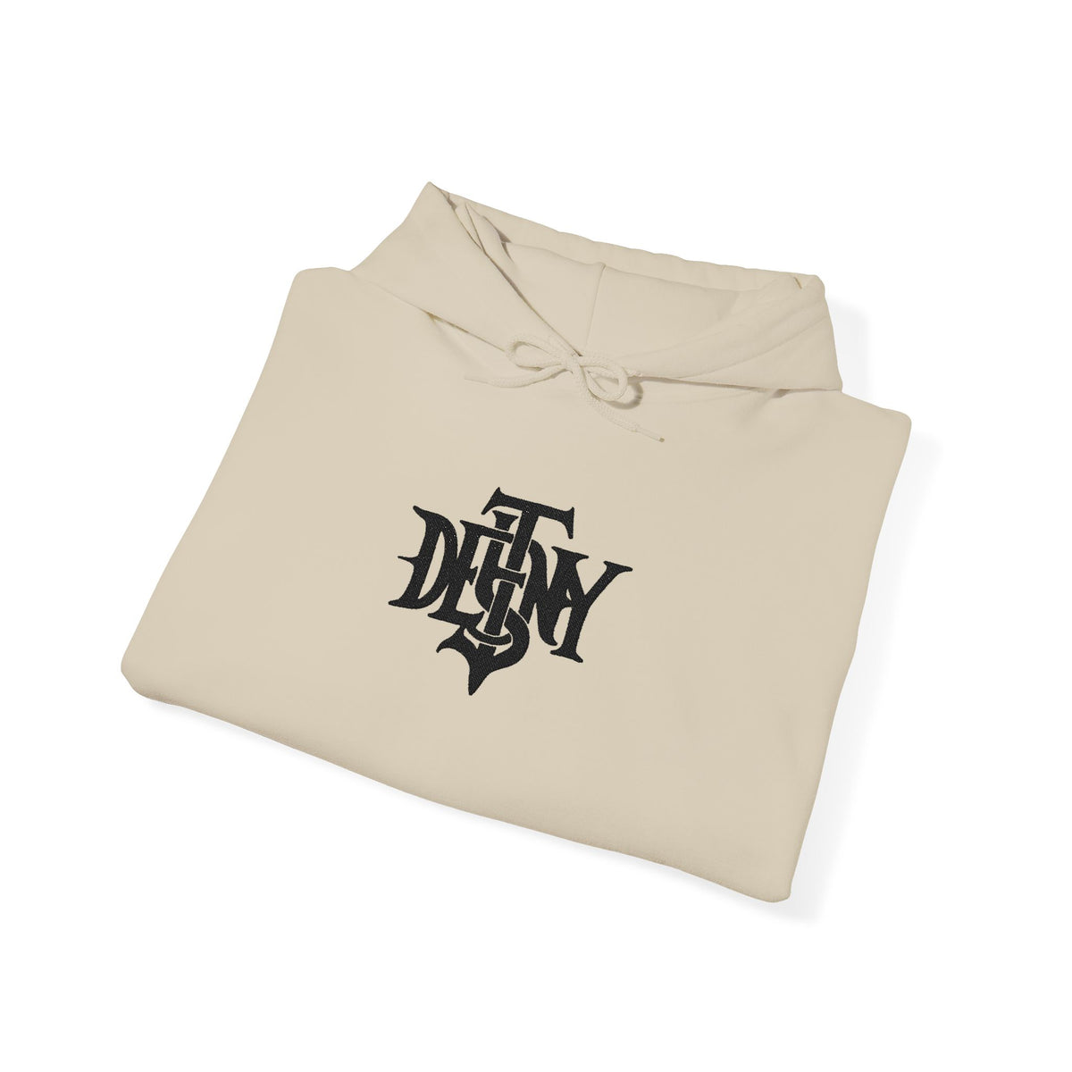 Destiny Gothic Logo Hoodie | Minimal Black Script Chest Print
