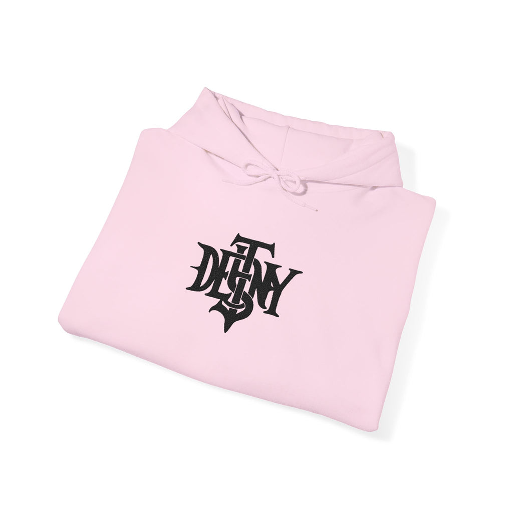 Destiny Gothic Logo Hoodie | Minimal Black Script Chest Print