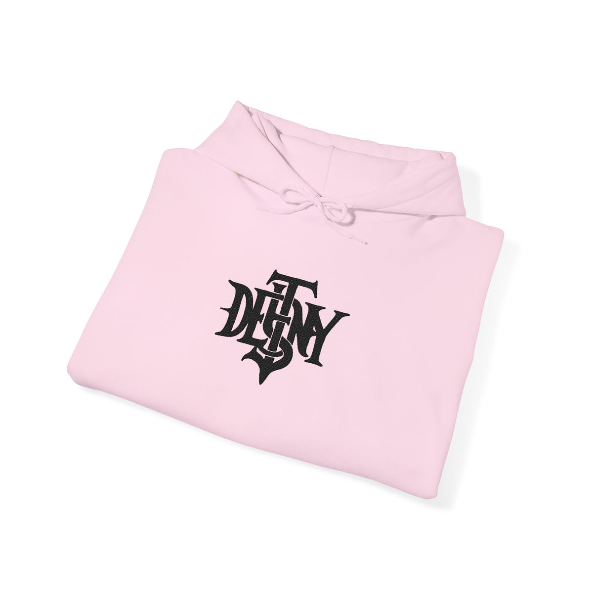 Destiny Gothic Logo Hoodie | Minimal Black Script Chest Print