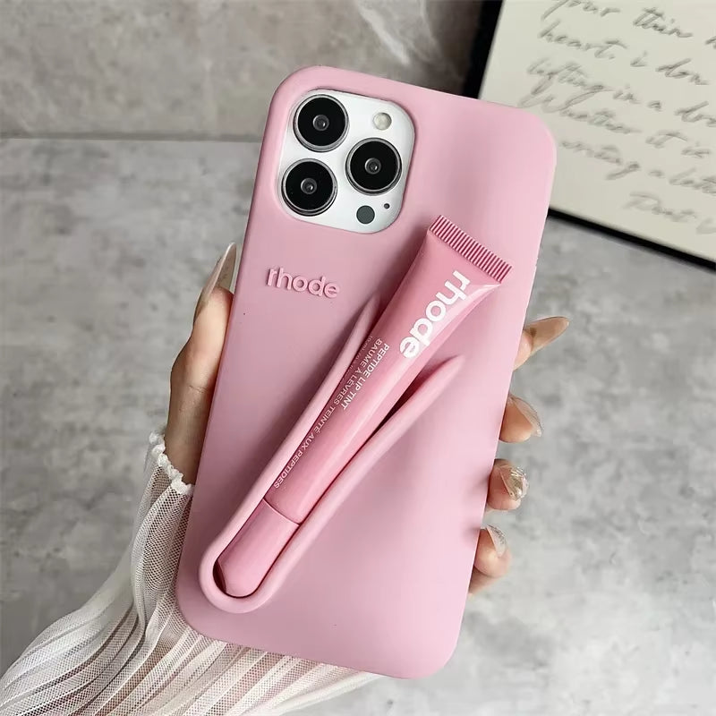 Hot Brand Lemontini Phone Case for Iphone 11 12 13 14 15 16 Pro Max plus 17 Air Makeup Lip Gloss Silicone Cover with Lip Glaze